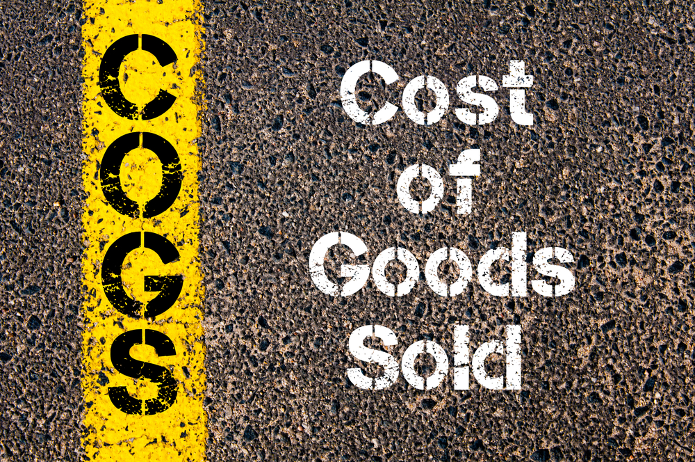 Concept image of Business Acronym COGS Cost Of Goods Sold written over road marking yellow paint line