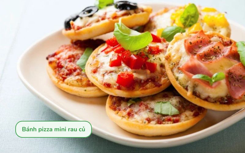 Bánh pizza mini rau củ nhỏ xinh, đầy màu sắc, ngon miệng và bổ dưỡng cho bé
