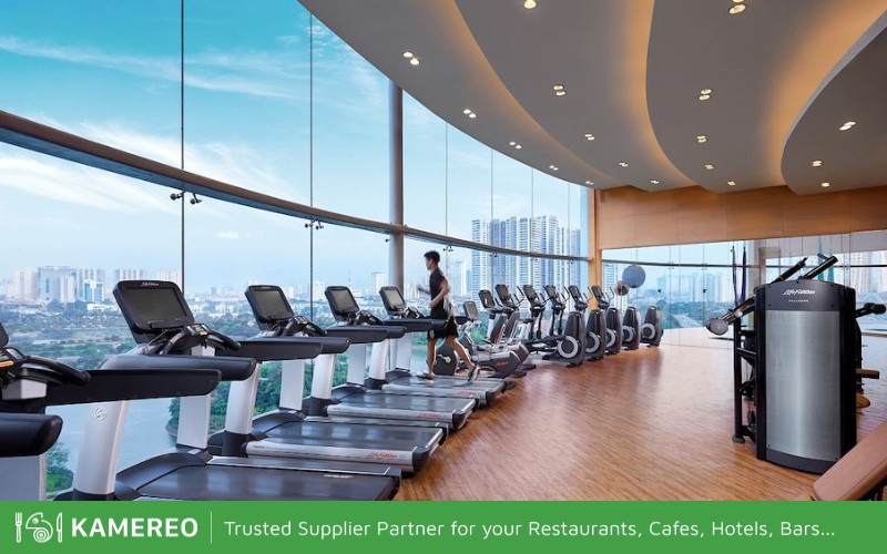 Fitness areas with modern equipment at the hotel's gym