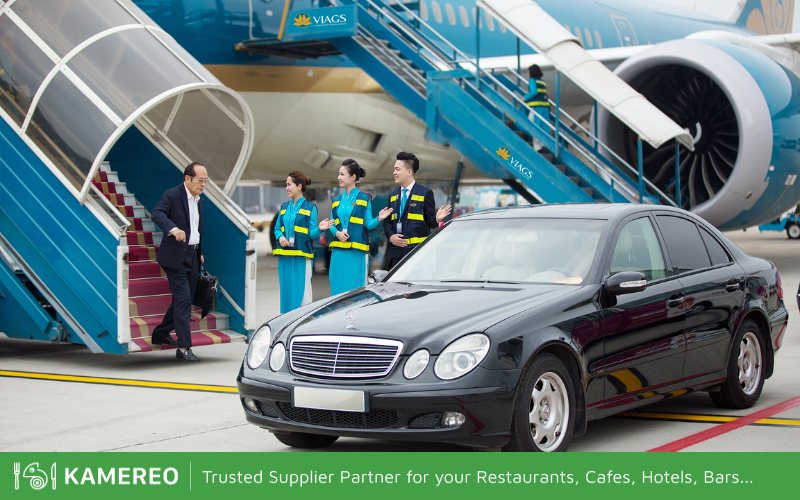 Airport shuttle services are usually available at upscale hotels