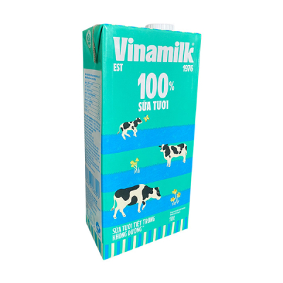 Sữa Tươi Tiệt Trùng Vinamilk 100% Không Đường 1L