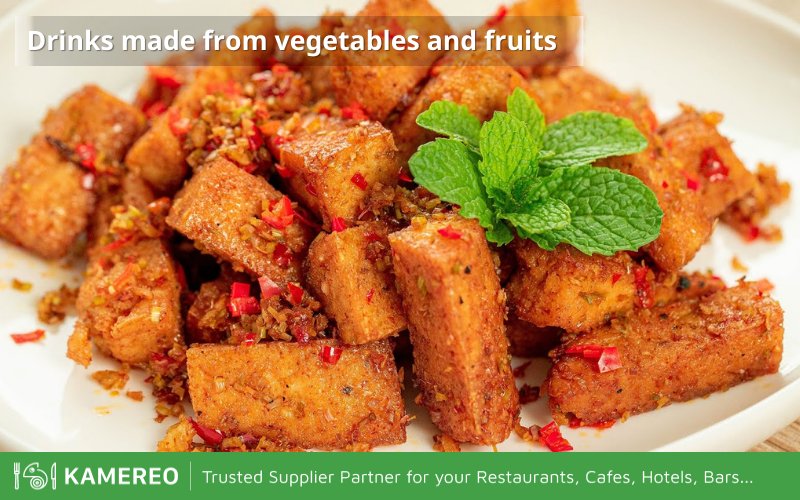 Fried tofu with lemongrass is an indispensable dish in many pubs