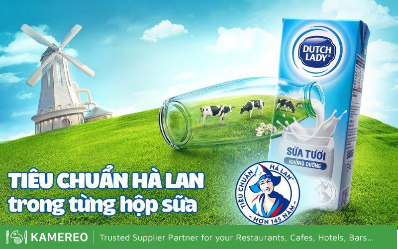 Dutch Lady fresh milk is a familiar brand to Vietnamese people