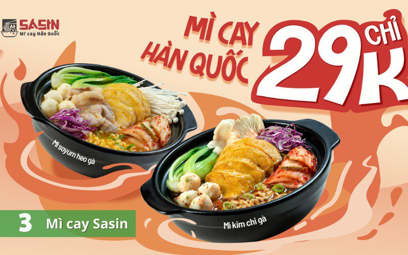 Sasin noodles are famous for their various levels of spiciness waiting for you to conquer