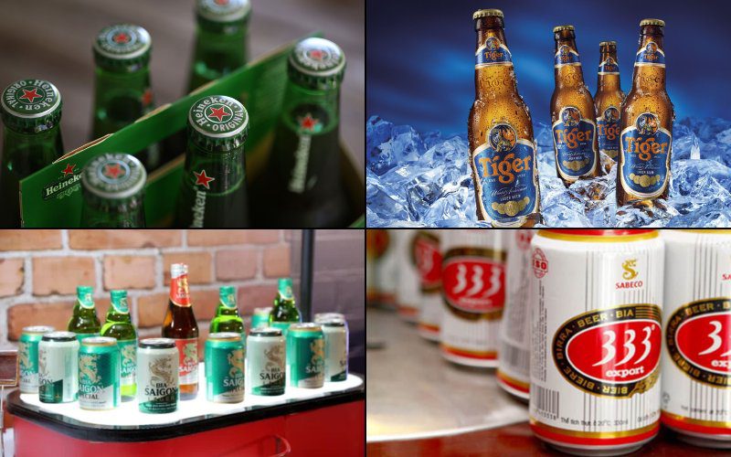 Một số thương hiệu bia ngoại và trong nước được ưa chuộng