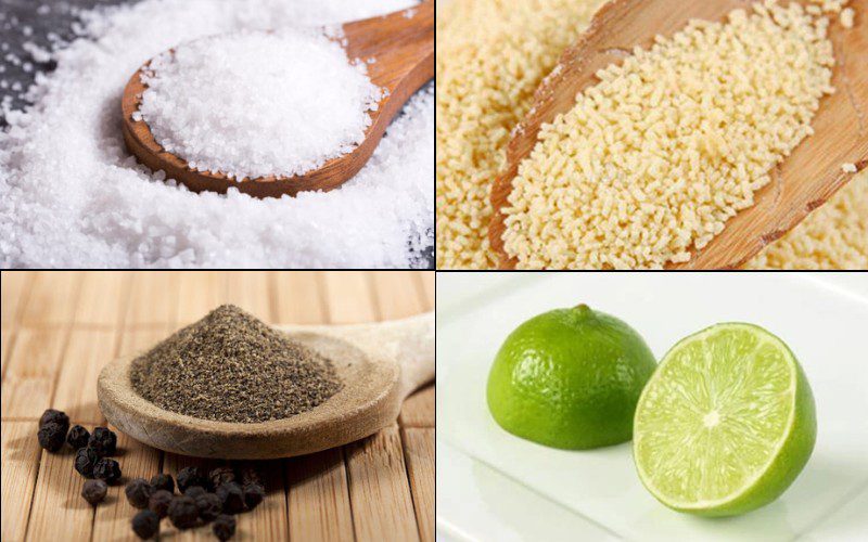 Nguyên liệu của muối tiêu chanh phổ biến