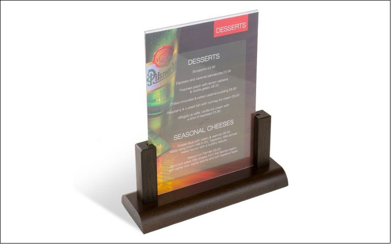 Luxurious Table-standing Menu with Sturdy Wooden Base
