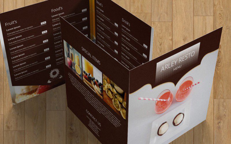 Simple Foldable Menu Design with Brown as the Main Color