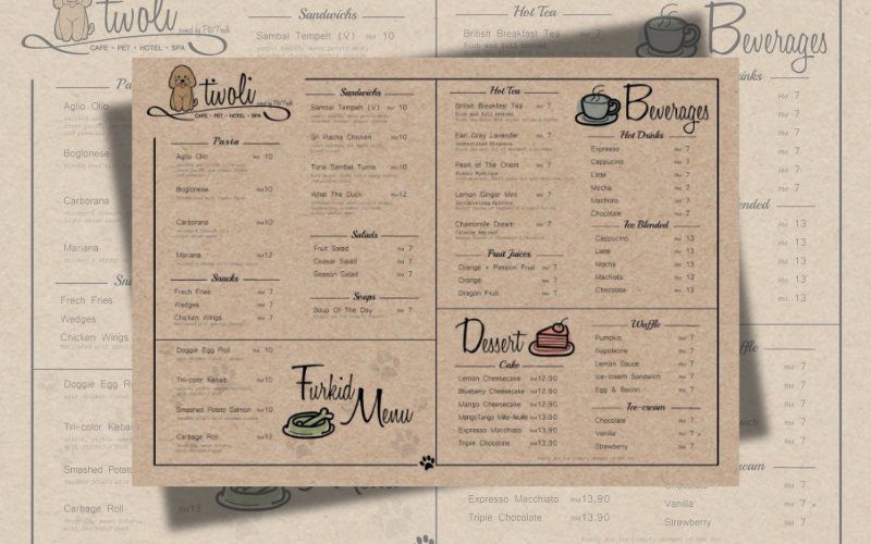 Affordable Café Menu with Brown as the Main Color