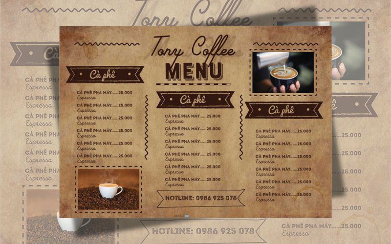 Single-sheet Coffee Menu with Only Coffee Items