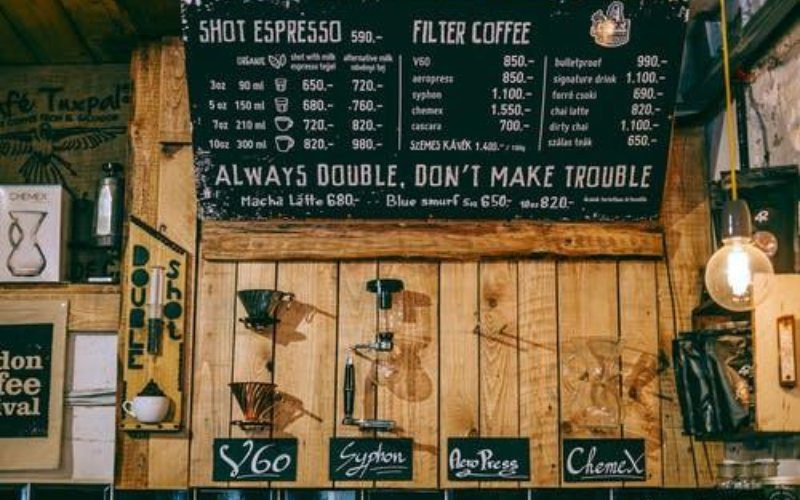 Menu Board for Traditional-style Coffee Shops