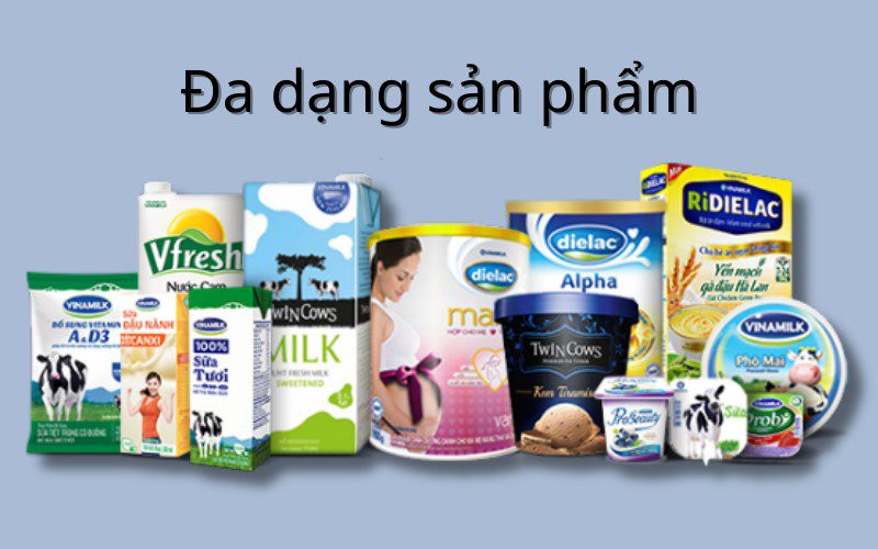 Vinamilk có sự đa dạng dòng sản phẩm sữa được cung cấp trên thị trường