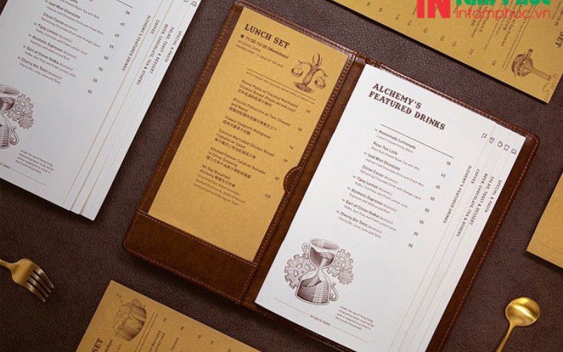 Mẫu menu dạng quyển cho các quán cà phê sang trọng