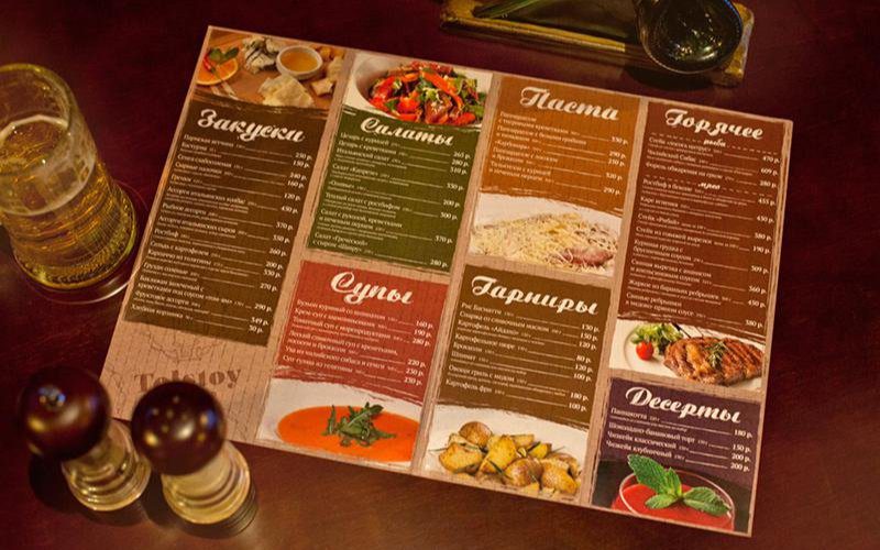 Thiết kế cho nhà hàng menu đơn giản với các nhóm món ăn