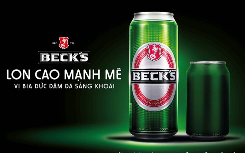 Beck’s beer is canned with an eye-catching and luxurious green label
