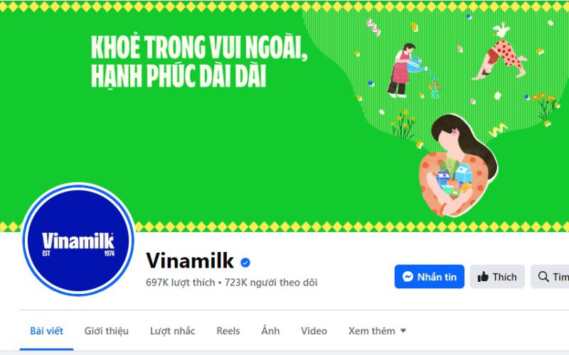 Vinamilk owns a fanpage with a large following