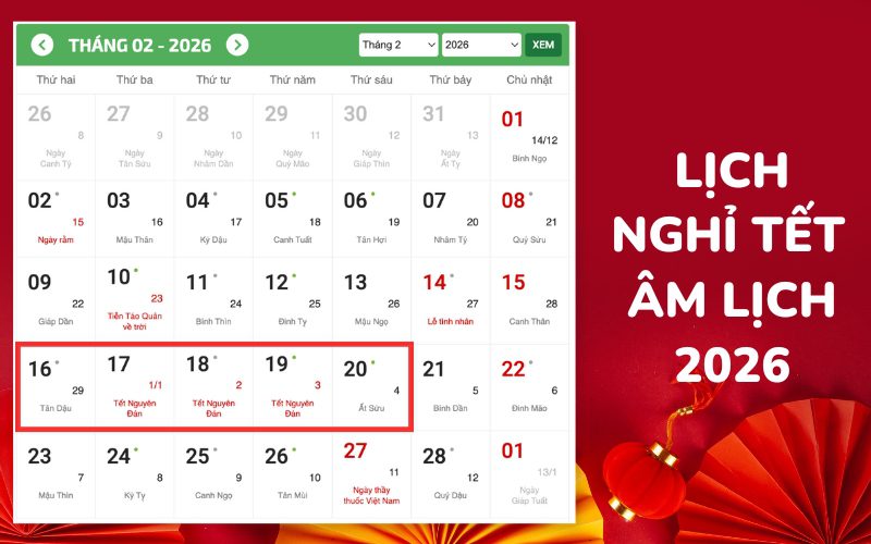 Tết Nguyên Đán năm 2026 được nghỉ 5 ngày