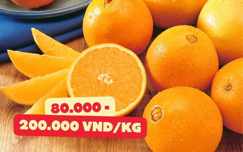 Giá cam vàng từ 80.000 đến 200.000 đồng mỗi ký