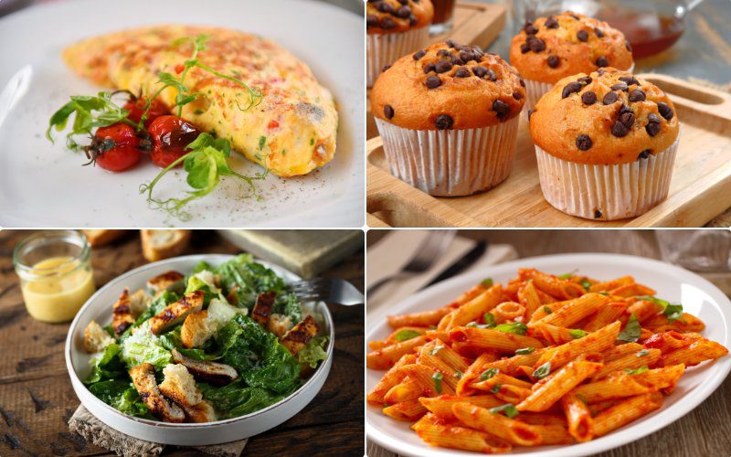 Bữa ăn Brunch khá phong phú với các món ăn và đồ uống khác nhau
