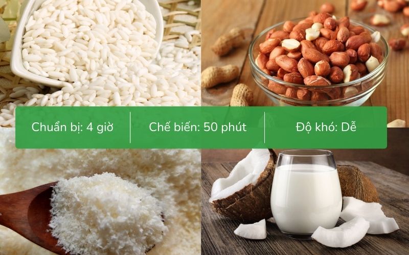 Dừa nạo và nước cốt dừa tạo độ béo ngậy đặc trưng của xôi lạc