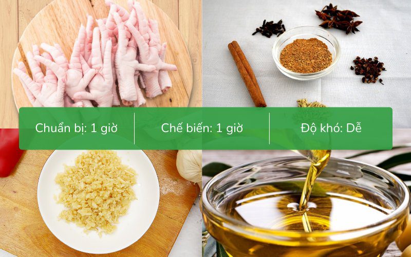 Nguyên liệu làm món chân gà nướng ngũ vị