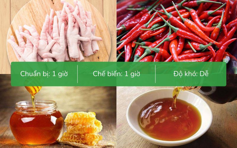 Nguyên liệu chuẩn bị để thực hiện món chân gà nướng muối ớt