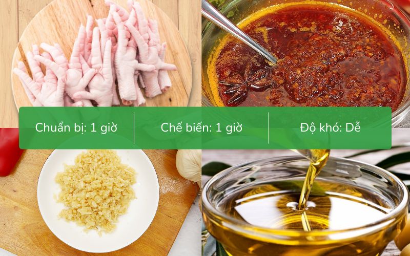 Nguyên liệu cần chuẩn bị cho món chân gà ủ sa tế