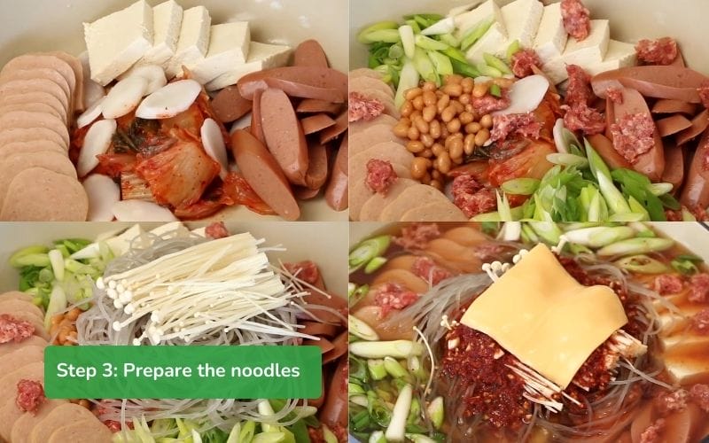Cook noodles with chicken broth, ramen noodles and enjoy the spicy product