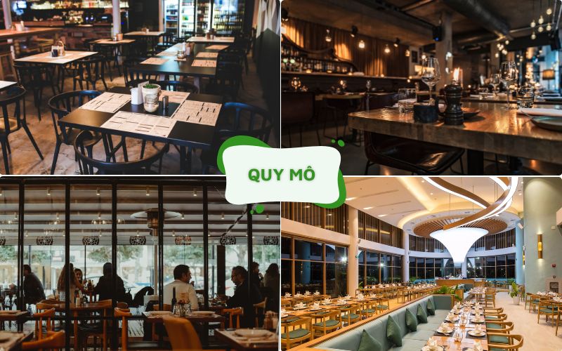 Nhà hàng được phân thành nhỏ, vừa và lớn theo quy mô