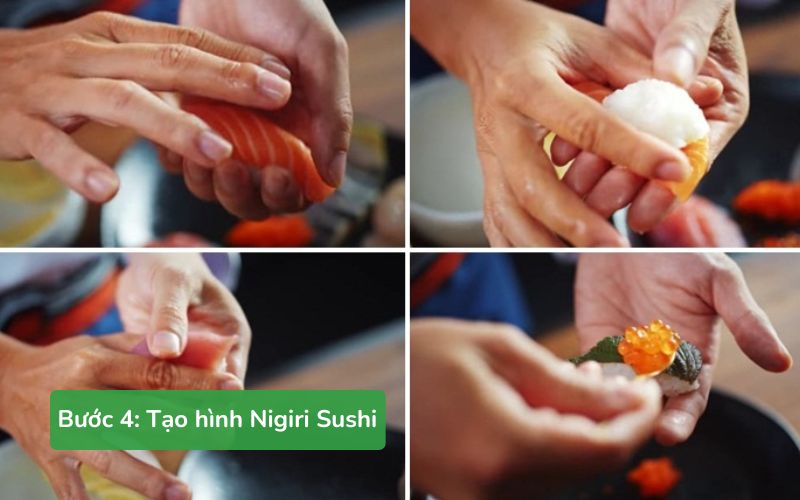 Nắm cơm vừa vặn, kết hợp khéo léo với hải sản