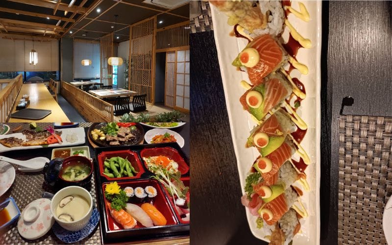 Enjoy fresh sushi and unique Japanese pancakes in a cozy space at Sushi World