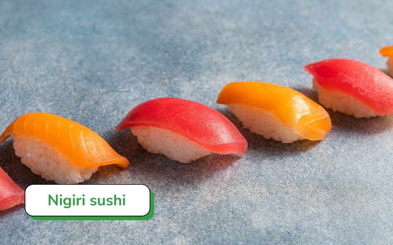 Nigiri sushi: Traditional sushi with oval-shaped rice