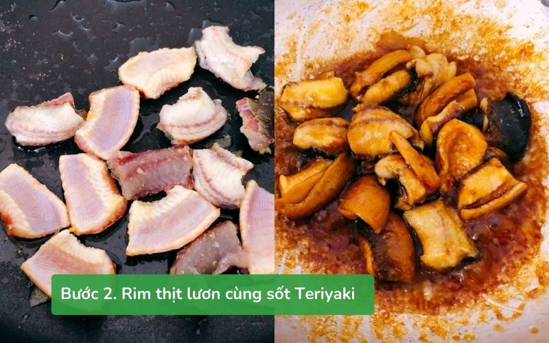 Rim lươn đã ướp với sốt teriyaki, dầu hào, siro thốt nốt