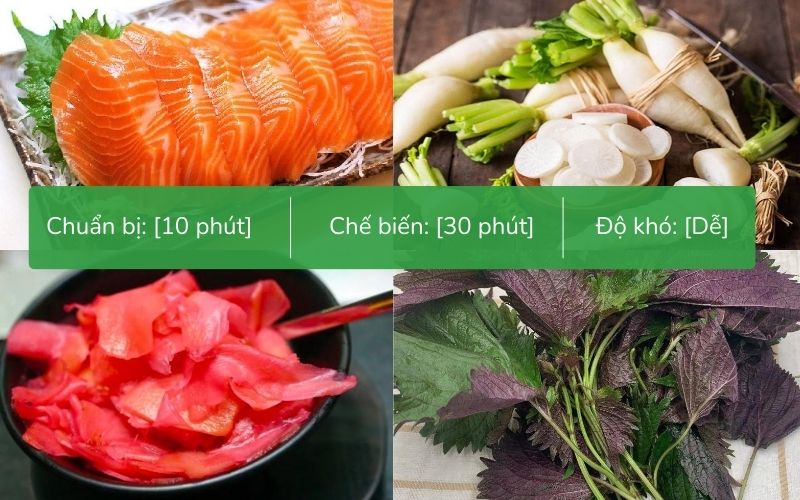 Các nguyên liệu tươi ngon cần thiết cho món sashimi cá hồi