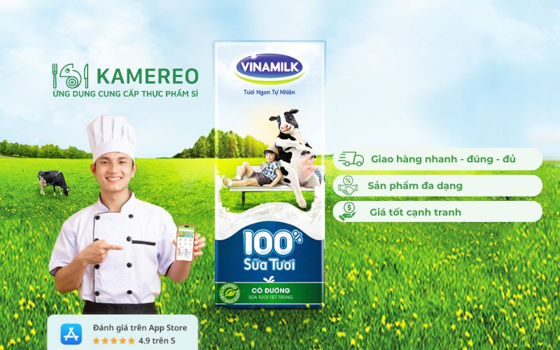 Kamereo cung cấp sữa Vinamilk chính hãng với giá ưu đãi cho doanh nghiệp F&B