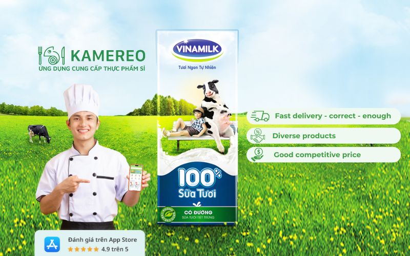 Kamereo provides genuine Vinamilk milk at preferential prices for F&B businesses
