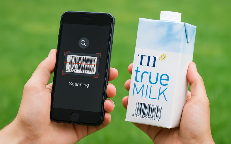Đối chiếu thông tin từ ứng dụng quét mã vạch để nhận biết sữa chính hãng