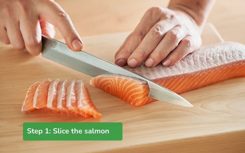 Thinly sliced salmon fillet