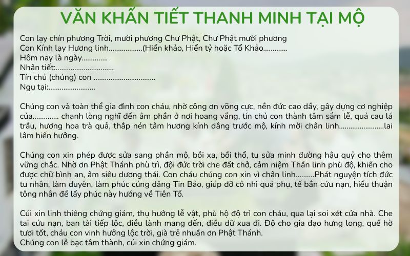 Bài văn khấn Tiết Thanh Minh ngoài mộ