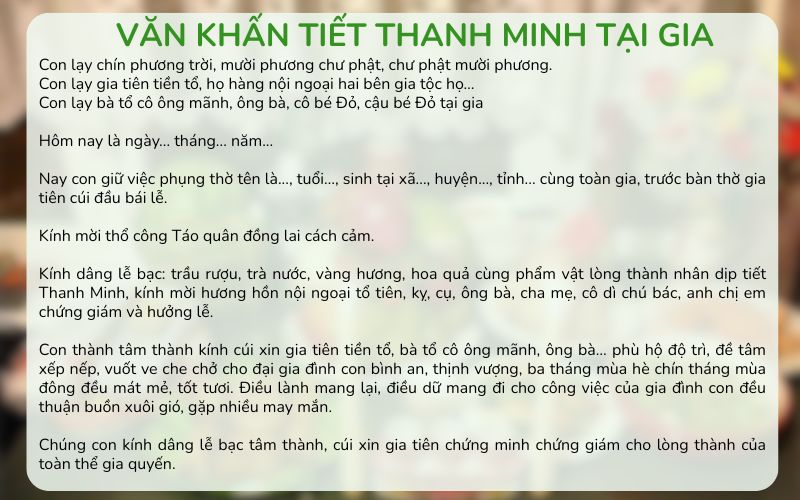 Bài văn khấn Tiết Thanh Minh tại gia