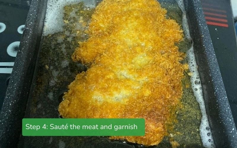 Deep-fry the pork until golden brown