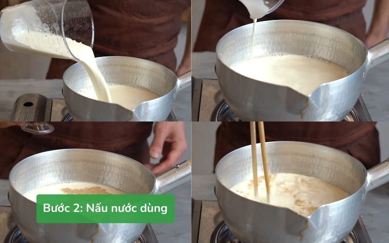 Nước dùng Tonkotsu được nấu từ dashi, sữa đậu nành, kem sữa và gia vị