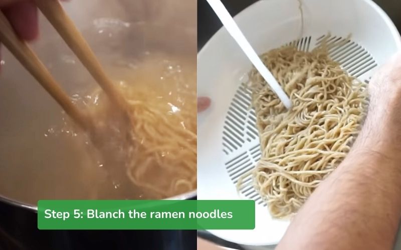 Blanch the ramen noodles until just cooked to ensure perfect chewiness
