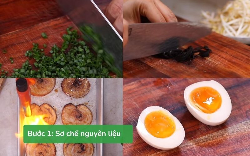 Sơ chế các nguyên liệu tươi ngon cho món Tonkotsu Ramen