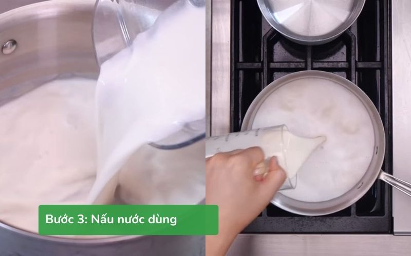 Nước dùng sánh mịn được nấu từ hỗn hợp thịt xay, nước dashi và sữa đậu nành