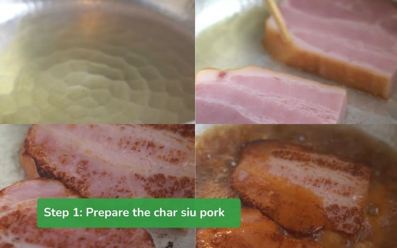 Bacon chashu fried and braised with soy sauce and honey