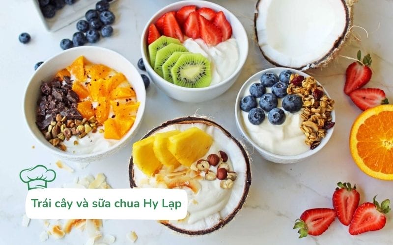 Trái cây và sữa chua Hy Lạp món ăn nhẹ không qua chế biến nhiệt thơm ngon, ngọt mát