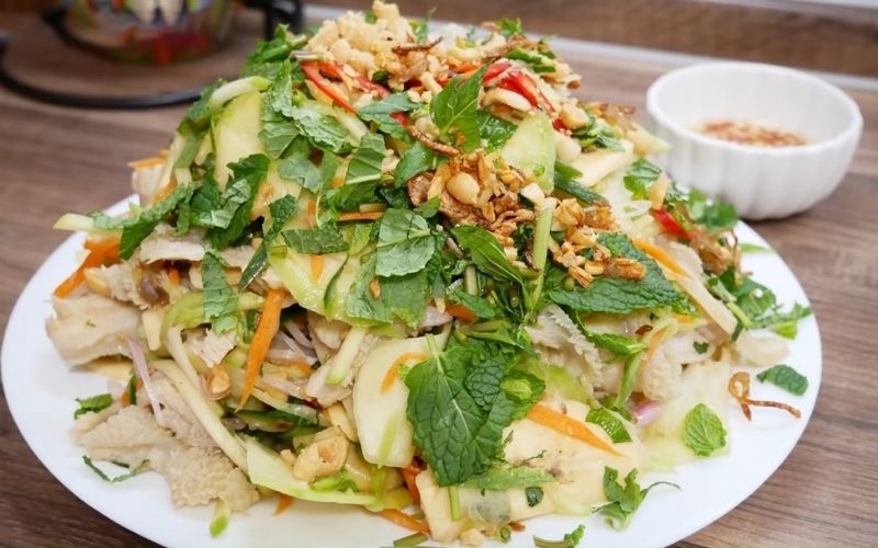 Nộm is a no-cook Vietnamese dish, crunchy and refreshing with a blend of sour, sweet, spicy, and salty flavors