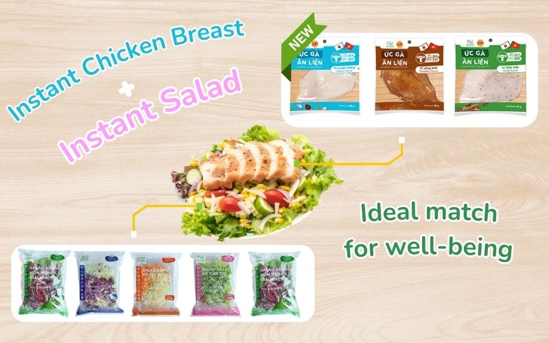 Kamereo instant chicken breast and salad are convenient for a nutritious breakfast