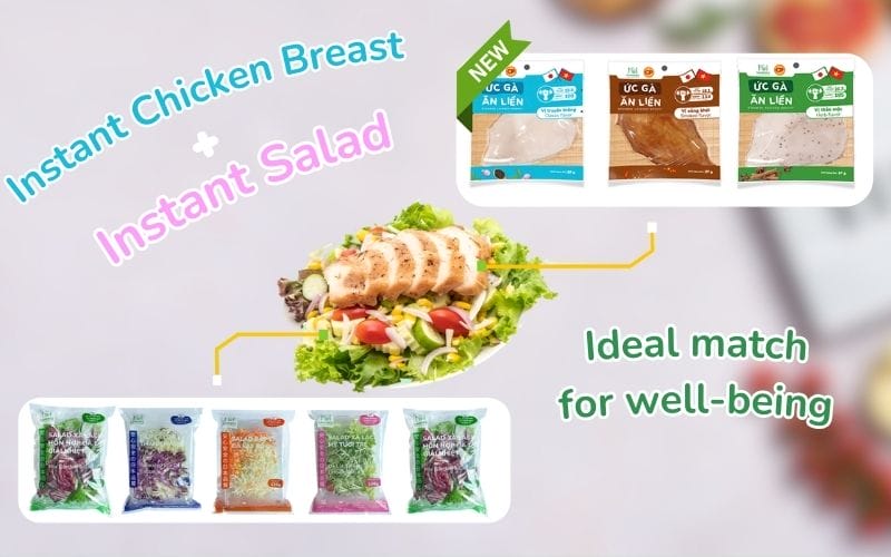 Instant chicken breast and Kamereo salad: Convenient, ready-to-eat product, rich in protein and fiber